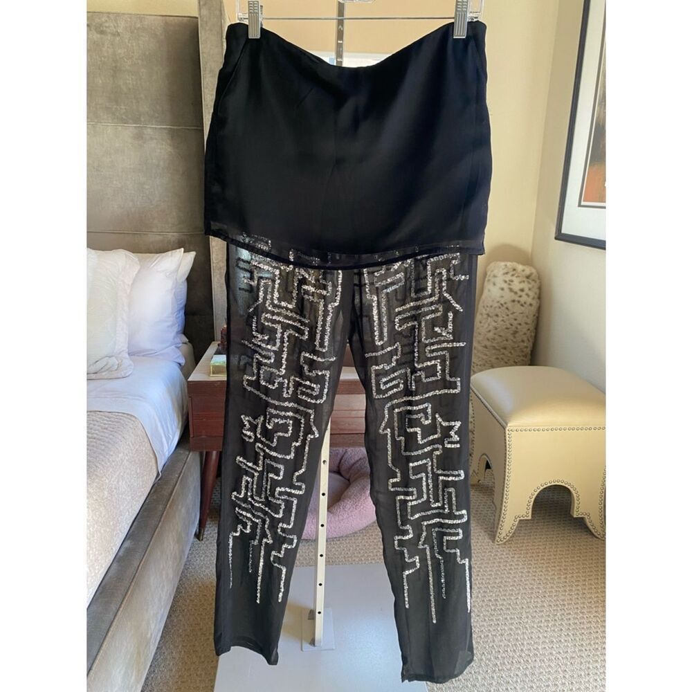 3.1 Phillip Lim Black Sequin Straight-Leg Pants